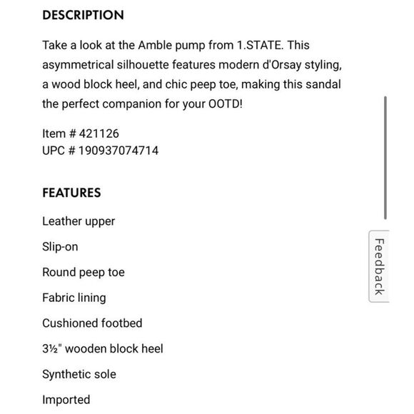 1. STATE AMBLE D'ORSAY STYLE OPEN TOE WOODEN BLOCK HEEL LEATHER OPEN TOE PUMP - Picture 9 of 9